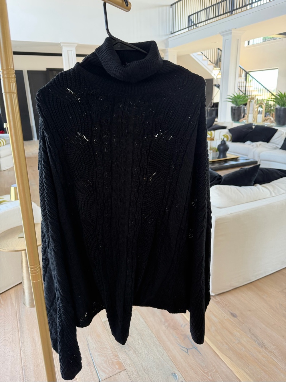 Black Turtleneck Cable Knit Women’s Sweater
